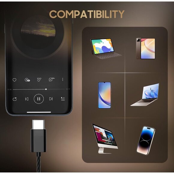 RAYLEIGH Black USB C Wired Earbud Headphones with Microphone NEW - Picture 4 of 9